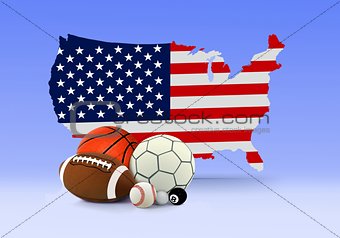 American Map and Sport Balls
