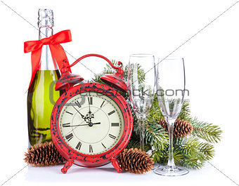 Champagne and christmas clock