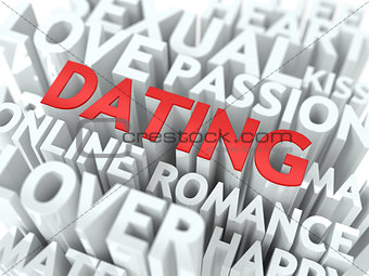 Dating - Red Word Cloud Concept.