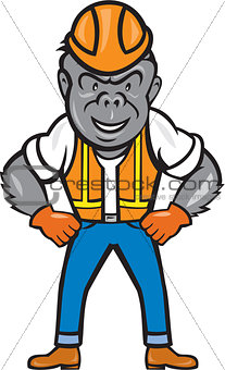 Angry Gorilla Construction Worker Cartoon
