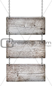 vintage wooden signs on white background isolated