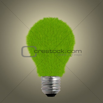 Green grass on light bulb