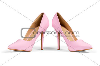 A pair of pink women's heel shoes