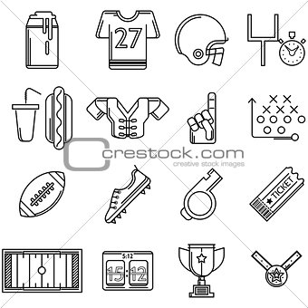 Contour vector icons for American football