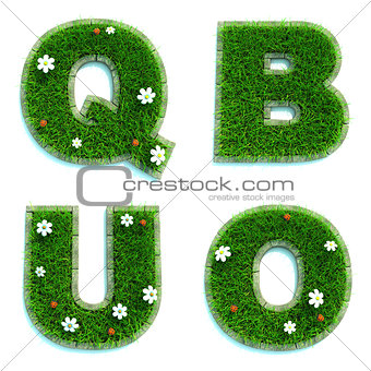 Letters Q, B, U, O as Lawn - Set of 3d.