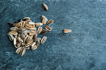 Sunflower seeds on stone substrate