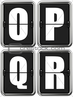 Letters O P Q R on Mechanical Scoreboard.