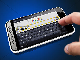 Investor in Search String on Smartphone.