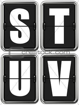 Letters S, T, U, V on Mechanical Scoreboard.