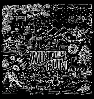 Vector sketch background with winter fun