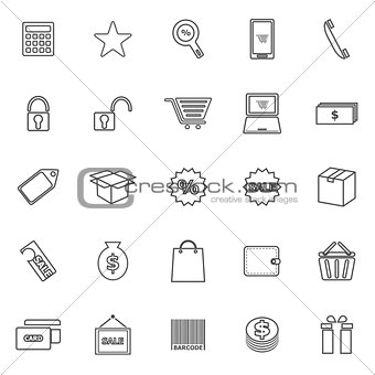 Shopping line icons on white background