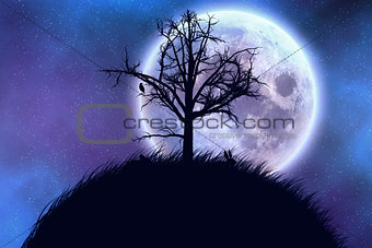 Big moon and tree