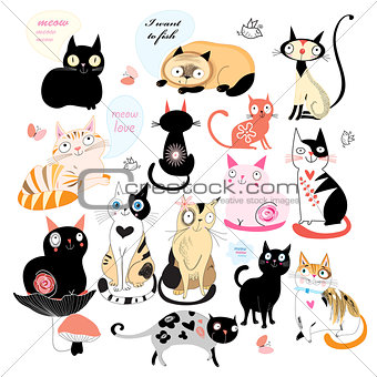 Cheerful set of cats