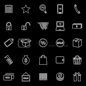 Shopping line icons on black background