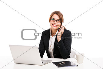 Businesswoman answering phone