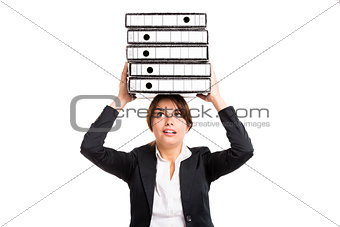 Business woman carying folders