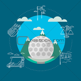 Flat vector illustration of golf