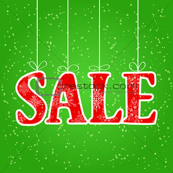 Sale Spelled with Red Christmas Letters Hung by Threads