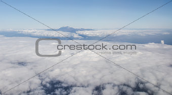 Volcano Teide, aerial view from window of airplane