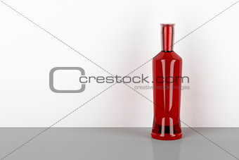 Red alcohol bottle