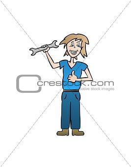 woman holding spanner