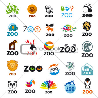 big set of vector logos zoo