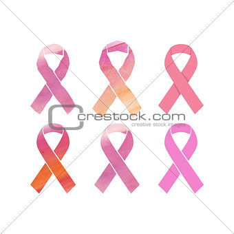 Cancer pink ribbons set