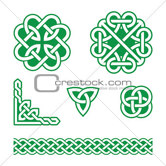 Celtic knots green patterns - vector