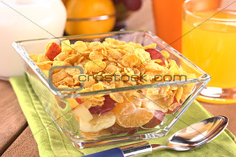 Fresh Fruits with Corn Flakes