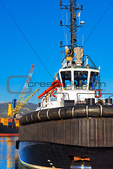 Tugboat and Containers Ship