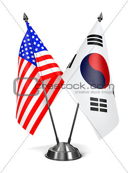 USA and South Korea - Miniature Flags.