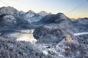 Hohenschwangau Castle at wintertime, Alps, Germany