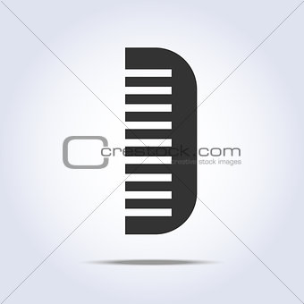 Simple hairbrush symbol in vector gray color