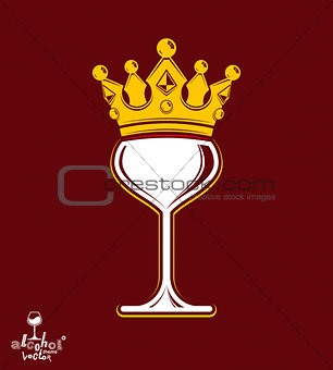Sophisticated luxury wineglass with golden imperial crown. Leisu