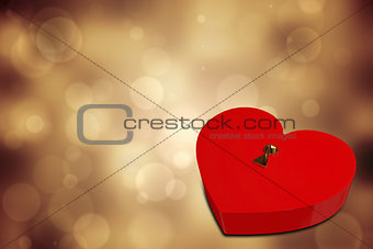 Bright red heart shaped lock