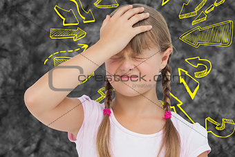 Composite image of little girl with headache