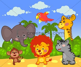 Group of African animals