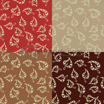 set of seamless pattern with leaves