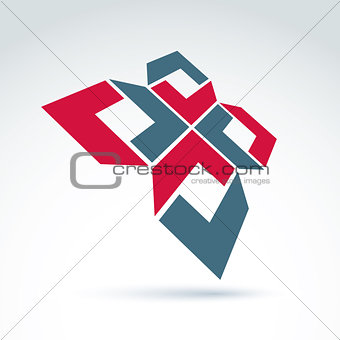 Bright complex geometric corporate element. 3d abstract emblem w