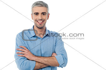 Smiling middle aged man isolated on white