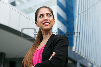 Portrait Confident Business Woman Looking Copy Space