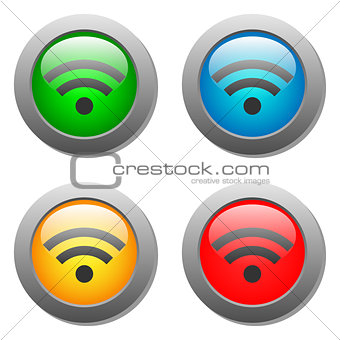 Wifi icon on bright buttons set