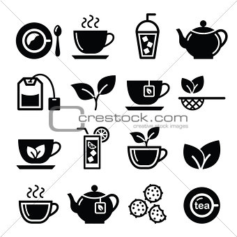 Tea and ice tea vector icons set