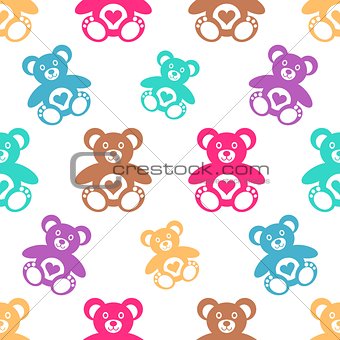 Seamless pattern with teddy bears