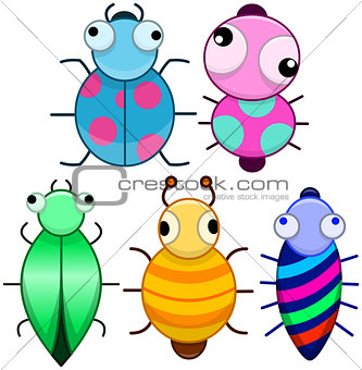 Funny Colorful Cute Little Bugs