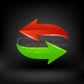 Green and red arrow. Vector