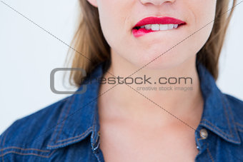 Woman biting her lip