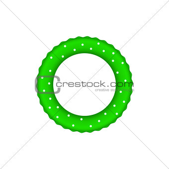 Green pool ring with white dots