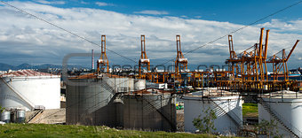 oil tanks in the port