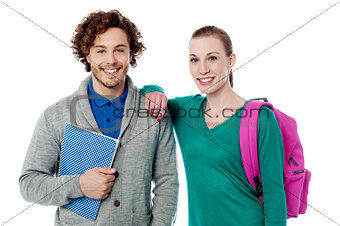 Girl resting her arm on classmates shoulder
